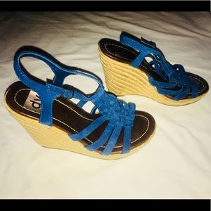 Dolce Vita DV Blue Suede Wedges, Size 7.5